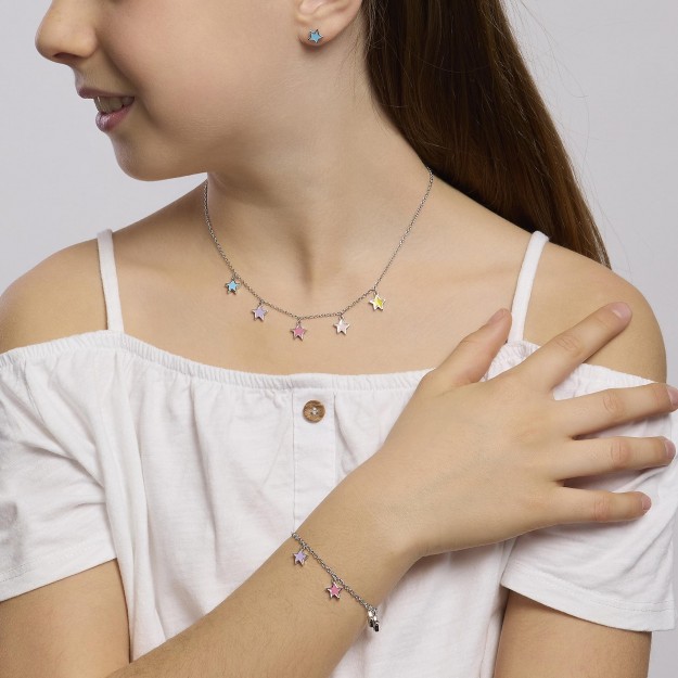 Braccialetto bimba in argento con pendenti multicolor